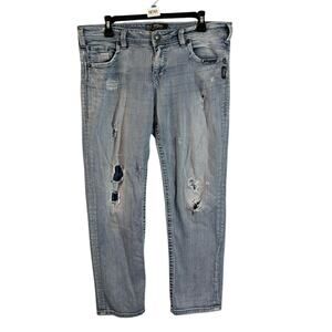 Silver Jeans Sam Boyfriend Blue Stretch Denim Jeans Women's W30 L28 Distressed